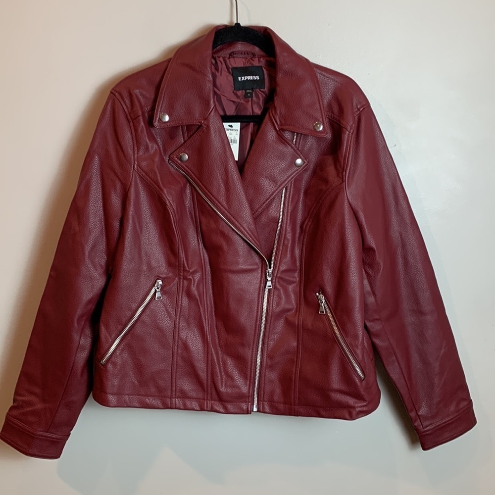 EXPRESS Burgundy Wine Moto Jacket NEW! - Picture 4 of 8